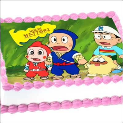 "Ninja Hattori with Team - 2kgs (Photo cake) - Click here to View more details about this Product